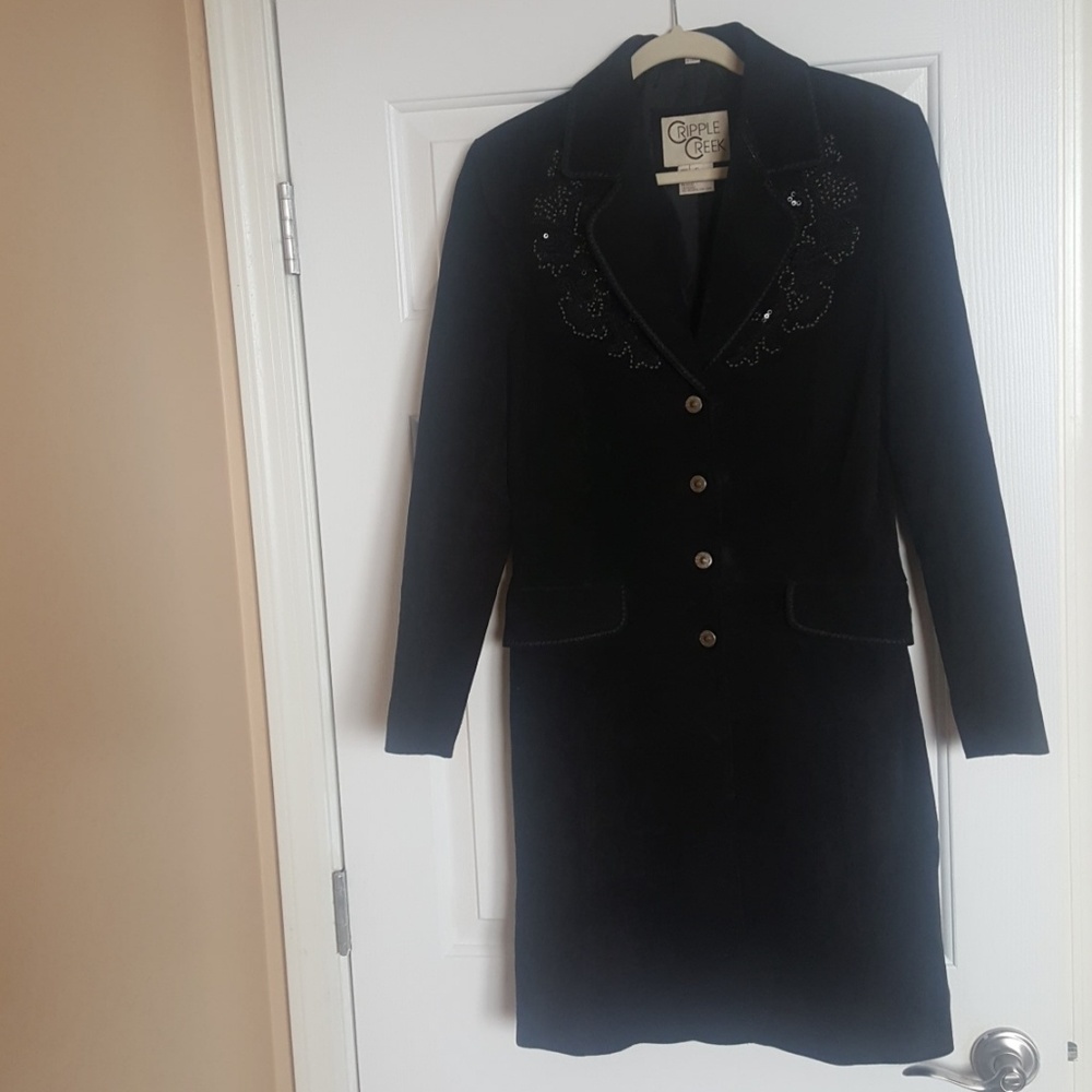 cripple creek 100% genuine leather 3/4 length coat